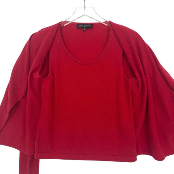 JONES NEW YORK 100% Cashmere Two in One Open Shawl Collar Sweater M - Picture 11 of 14